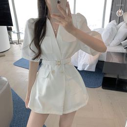 Women's Jackets Suit Coat Women Office With Belt Summer Thin Korean Bubble Sleeve Medium Long Short Casual Tops Jacket