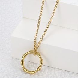 Pendant Necklaces Fashion Simple Stainless Steel Necklace Hollow Out Metal Bamboo Party Jewellery