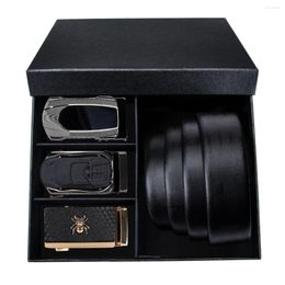 Belts Designer Men Genuine Leather For Luxury Alloy Automatic Cowhide Business Black Belt Gift Box Set DiBanGu
