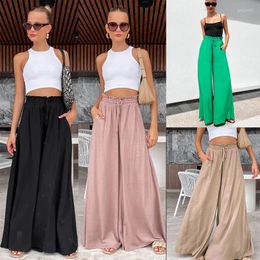 Women's Pants 2023 Women's Solid Loose Vintage Harajuku Korean Casual Cropped Wide Leg Trouse Home Classic Sports Wear Girls Clothes