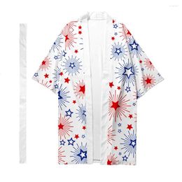 Ethnic Clothing Oversize Adult Print Haori Cardigan Fashion Short Sleeve Shirt Japanese Yukata Kimono Top Loose Samurai Costumes Casual