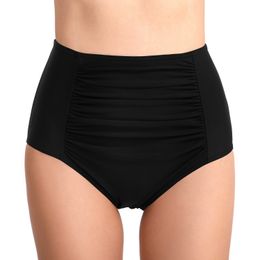 Women's Swimwear Beach Pants Female Pleated Tight Fashion Bag Hip Retraction Abdomen High Waist Swimming Trunks Bathing Drawer 230511
