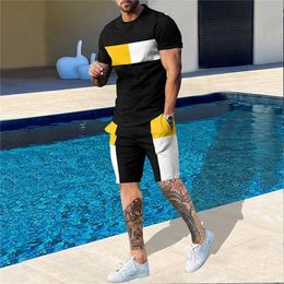 Mens Tracksuits Men Tracksuit 3D Printed T Shirt Shorts Sportswear Mens Clothing Suit Man Oversized Jogger Casual Set Summer Streetwear Suit 230511