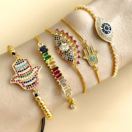 Crystal Hand eye bracelets Gold pull adjustable string chains diamond bracelets women bracelet fashion jewelry will and sandy