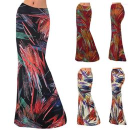 Skirts Line Geometric Printing Bag Hip Fishtail Skirt Long Maxi Sexy Fashion Drop Products Bodycon Womens