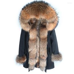 Men's Down Natural Fur Collar Hood Real Coat Winter Jacket Men Liner Streetwear Waterproof Parka X-long