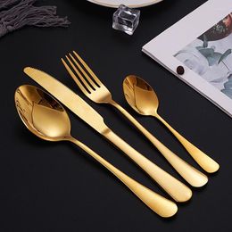 Dinnerware Sets 4Pcs Tableware Set Fork Spoon Knife Kitchen Cutlery Stainless Steel Dinner Holiday Gift Travel Camping Kits