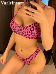 Swimwear New S XL Sexy Hot Pink Leopard Bikini Women Swimwear Female Swimsuit Twopiece Bikini set Bather Bathing Suit Swim Lady V871P