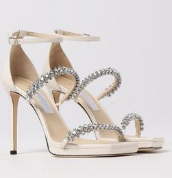 Summer Luxury Bing Sandals Shoes with Crystal Straps Square-toe Wedding Party Pumps Stiletto Heel Lady Elegant Walking EU35-43