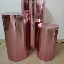 Party Decoration 3pcs/set)Beautiful Rose Gold Mirrored Cylinder Pillar Pedestal Stand For Wedding Backdrop Yudao863