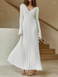 Casual Kleider Winter Pullover Kleid Für Frauen Elegante Langarm Gestrickte Maxi Weihnachten Club Party Outfits 2023 Dame Weiß Vestido