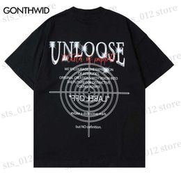 Men's T-Shirts 2023 Oversize Punk T-Shirt Hip Hop Geometric Letter Print Short Sleeve Gothic T Shirt Harajuku Summer Casual Loose Tshirt Black T230512