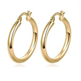 Hoop Earrings 925 Silver 30mm Diameter Glossy For Women Round Circle Earring