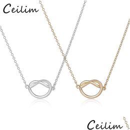 Pendant Necklaces Simple Copper Gold Plated Pendants Infinity Love Heart Knot Necklace For Women Jewelry Gift Wholesale Drop Dhgarden Dh5Bu