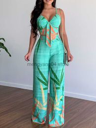 Women's Two Piece Pants Printing Women Sleeveless Tops Summer Casual Pants Suit Lady V-Neck Loose Bottoms Two Piece Sets Straight Elastic Waist Pant Set T230512