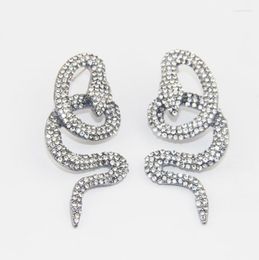 Stud Earrings Fashion Jewelry Full Crystal Rhinestone Charm Gun Black Color Snaking Flash Drill Snake Ear Studs For Women Gifts