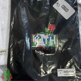 Men's T-Shirts Summer Hiphop KITH Red Rose BOX Floral Print Men Women T-shirt T230512