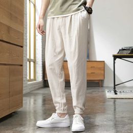 Men's Pants 2022 New Men's Casual Pants Summer Loose Korean Style Tide Nine-point Corset Pants Linen Harem Pants AA230511