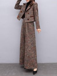 Women's Two Piece Pants Woollen Suit Women's 2023 Autumn Winter Fashion Premium Temperament Celebrity Cloak Coat Shorts Wo Sets Clothes