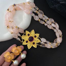 Chains Charm Resin Flower Jewellery Sets For Women Romantic Vintage Accessories Delicate Acrylic Beaded Necklaces Imitated Pearl Earring