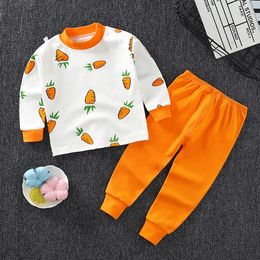 Pajamas Children's Clothing Sets Baby Boys Sleepwear Clothes Kids Carrot Printed Pajamas Set Baby Girls Cotton Spring Autumn Pyjamas 230511