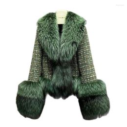 Women's Wool Female Winter ThickCotton Thin Short Woolen Jacket Women Slim Imported Whole Skin Red Fur Collar Imitation Coat A863