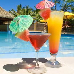 Party Decoration 10pcs Tropical Palm Tree Paper Umbrella Cocktail Hawaiian Wedding Bridal Shower Birthday Bar Beach DIY Supplies