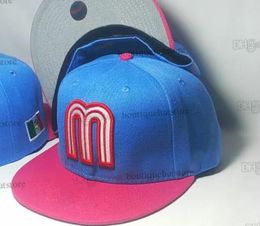 2023 Men's Letter M Flat Full Size Closed Caps Red Green Mexico Baseball Fitted Hats Blue Top Pink Brim Hip Hop Classic Sports All Team Vintage In Size 7- Size8 Ma12-08