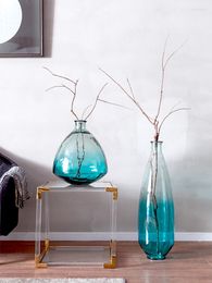 Vases Floor Large Vase Decoration Modern Nordic Transparent Gradient Glass Decorations