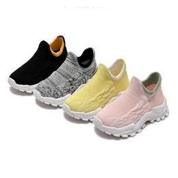 Athletic Outdoor 2021 New Kids Shoes Non-slip Knit Upper Baby Sneaker Casual Flat Sneakers Shoes Children size Kid Girls Boys Sports Shoes E11163 AA230511
