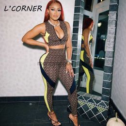 Women's Two Piece Pants Streetwear Two Piece Set Sexy Deep V-neck Crop Top + Pencil Pants Ladies Matching Sets Club Outfits Women Suits Fitness Gym Suit T230512