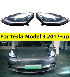 Auto Headlight LED Lens Headlight Assembly Blue Color Integrated For Tesla Model 3 20 17-20 22 LED High Low Beam Lights