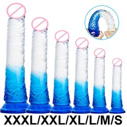 Crystal Jelly Huge Dildos Realistic Penis with Strong Suction Cup Big Butt Plug Prostate Massager Toys For Couples Sex Shop