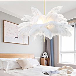 Pendant Lamps Art Deco Colourized Feather LED Lights Ostrich Light Hanging Suspension Luminaire Lampen For Dinning Room