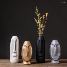 Vases Simple Abstract Human Face Ceramic Vase Creative Home Living Room Decoration Ornaments Flower Arrangement Decore