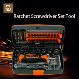 Schroevendraaiers Xiaomi Multifunctional Ratchet Screwdriver Set Socket Wrench Screwdriver Bit Combination Car Universal Auto Repair Hand Tool Kit