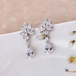 Hoop Earrings Brand Genuine Luxury Real Jewels Liangya Beauty Korean Version Zircon Bride Water Drop Tassel Girls Jewelry High Qualit