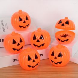 Gift Wrap 3/6Pcs Plastic Pumpkin Shaped Storage Box Case Container Halloween Holder Props Open The Lid Surprise Little