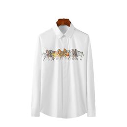 New Horses Coloured Drawing Male Shirts Luxury Long Sleeve Casual Mens Dress Shirts Slim Fit Party Tuxedo Man Shirts 4xl