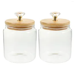 Storage Bottles 2 Pcs Glass Containers Food Container Clear Coffee Canister Kitchen Pantry Set