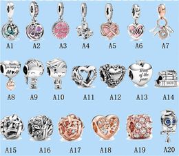 925 silver beads charms fit pandora charm Mother's Day Series Hanging Beaded Fixing Clip beads DIY