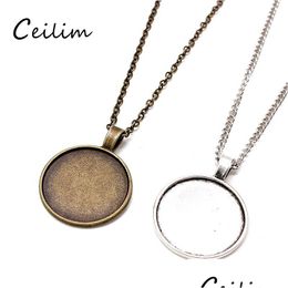 Pendant Necklaces Wholesale Bronze 55Cmadd5Cm Link Chain Necklace Alloy Base Tray Bezel Blank For Handmade 25Mm Cabochons Je Dhgarden Dh4Tv