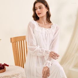 Women's Sleepwear Womens Nightgown Knitted Long Sleeve Sexy Lace Nightdress Sleepdress Home Dressing Gowns Cute Elegant Lady Sleepshirt