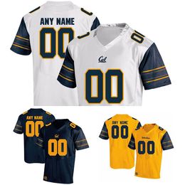Custom California jerseys Customise men college white blue golden us flag fashion adult size american football wear stitched jersey
