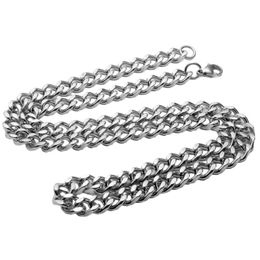 60cm 7mm Silver Plated Hip Hop Stainless Steel Chain Necklace For Men Women Party Club Decor Fashion Jewellery