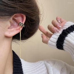 Backs Earrings 2023 Fashion Luxury Leather Metal Long Tassel Ear Bone Clip For Women Girls Personality Trend Hip-hop All-match Party Jewelry