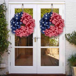 Decorative Flowers Wreaths US National Day Independence Day wreath door hanging home fabric decorations window props 30-45cm T230512