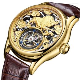 Wristwatches SEAKOSS Men Ultra-Luxury Skeleton Tourbillon Watches Sapphire Clock Mechanical Manual Winding Flying Men's Wristwatch