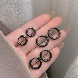 Hoop Earrings Fashion Black Small For Men Women Punk Hip Hop Metal Geometric Personality Ear Buckles Jewellery Party