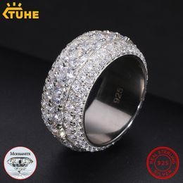 Solitaire Ring Fine Jewellery VVS1 With Certificate Rings For Men Hip Hop Pave Setting S925 Sterling Silver 230511
